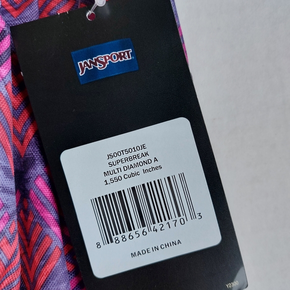 Jansport Superbreak Multi-Diamond Arrows Backpack. NWT - Picture 8 of 12